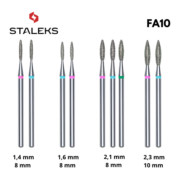 Fresa de llama de diamante Staleks (diferentes granos y tamaños)